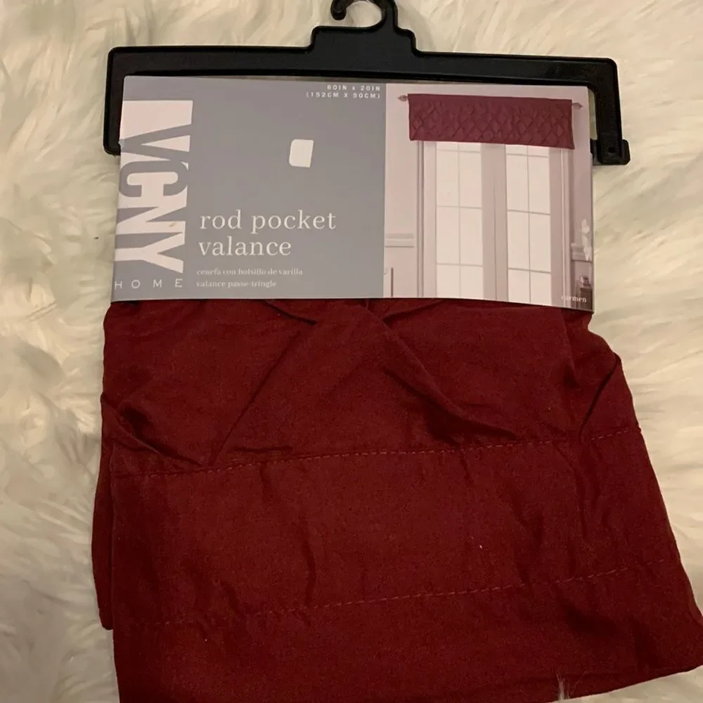 VCNY rod pocket balance. One piece. 60” x 20” the color is burgundy